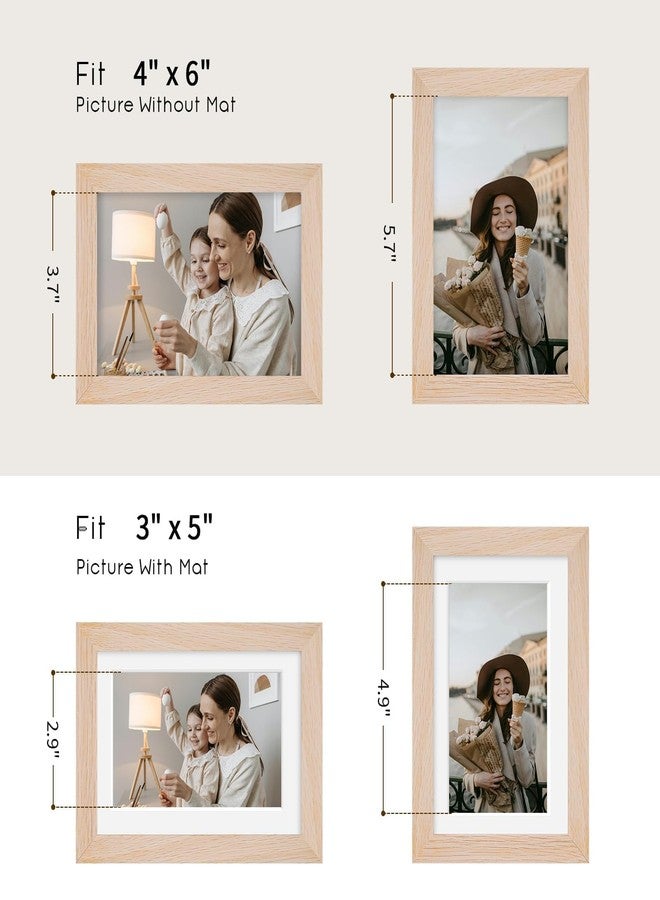 puthiac 4x6 Oak Wood Picture Frame - 4"x6" Photo Frame, 4x6 Picture Frame Wood, Natural Solid Wooden Picture Frames for Wall Art Photo and Prints(1 Pack, Beige) - Image 4