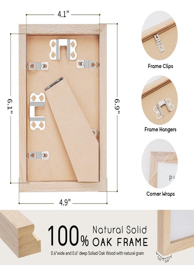 puthiac 4x6 Oak Wood Picture Frame - 4"x6" Photo Frame, 4x6 Picture Frame Wood, Natural Solid Wooden Picture Frames for Wall Art Photo and Prints(1 Pack, Beige) - Image 3
