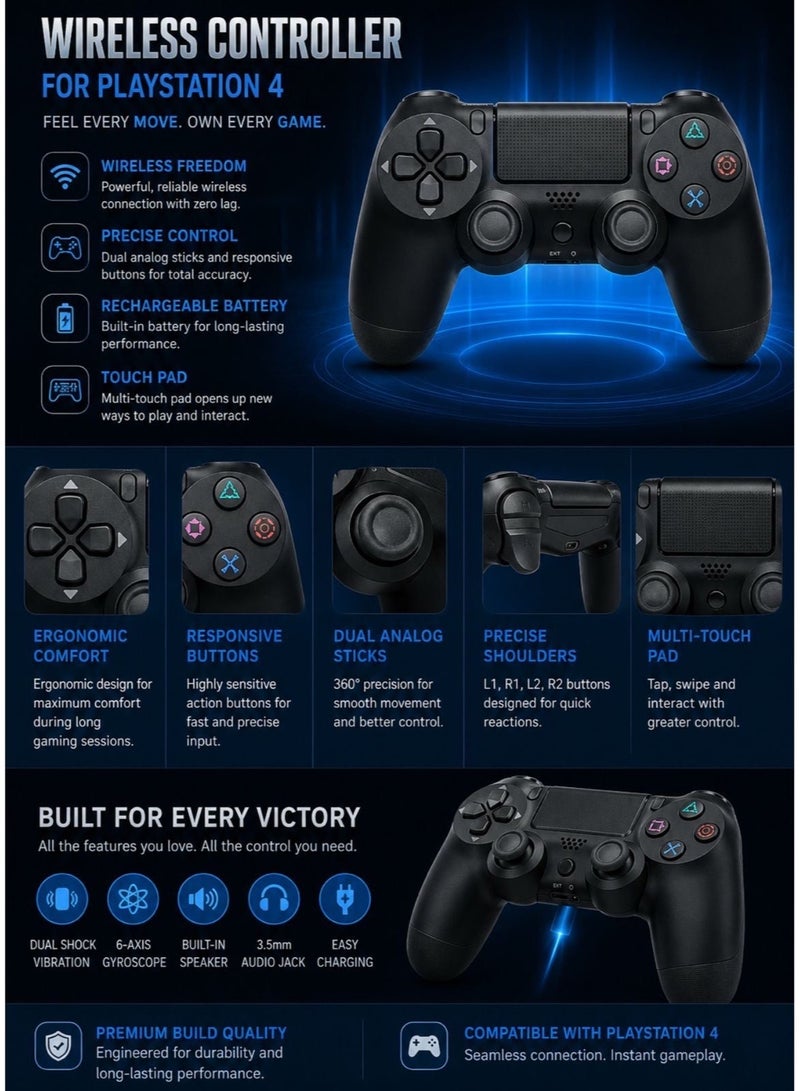 TITAN X Wireless Controller for PlayStation 4 – Dual Vibration – Bluetooth – Rechargeable Battery - Image 5