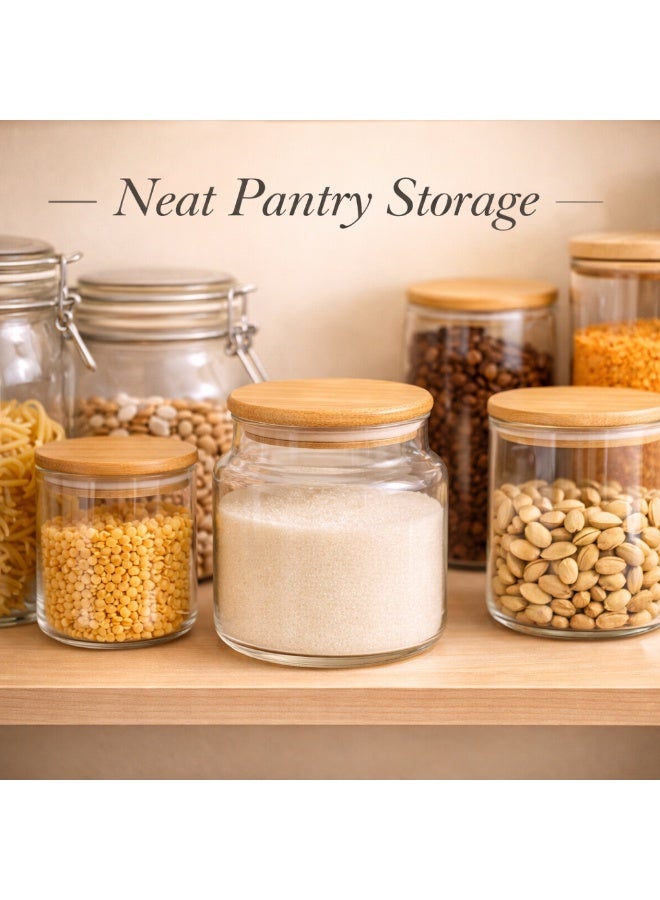 Honey Bee Glass Storage Jar 800ML with Bamboo Lid Airtight Container - Clear Food Storage Jar for Kitchen, Snacks, Sugar, Coffee, Spices - Glass Canister with Silicone Seal for Fresh Storage - Image 3
