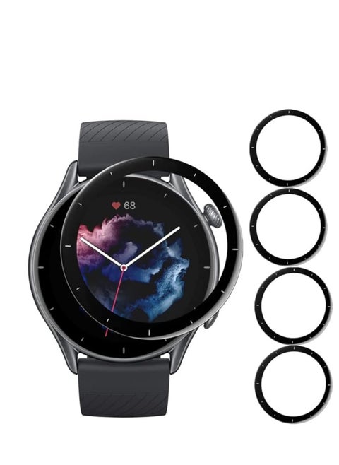 [4 pcs Screen Protector Compatible with Amazfit GTR 3, Scratch Resistant, Touch Sensitive, Bubble-Free, Easy Application, Frosted Film, Full Coverage (No Glass)