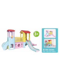 Rainbow Toys Baby plastic playhouses children Outdoor and Indoor Playground For Backyard, Playground houses For Backyard, Kids climber with a sliding board, kids��� slide, tunnel, climbing wall  - Image 1