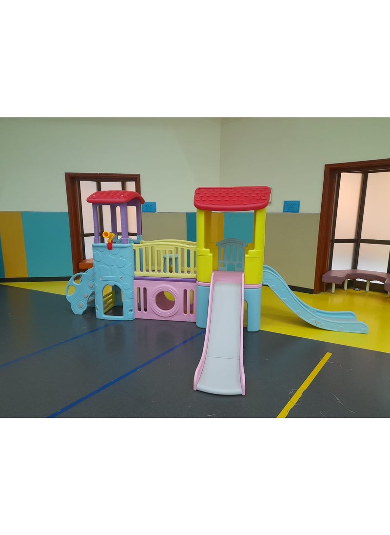 Rainbow Toys Baby plastic playhouses children Outdoor and Indoor Playground For Backyard, Playground houses For Backyard, Kids climber with a sliding board, kids��� slide, tunnel, climbing wall  - Image 2