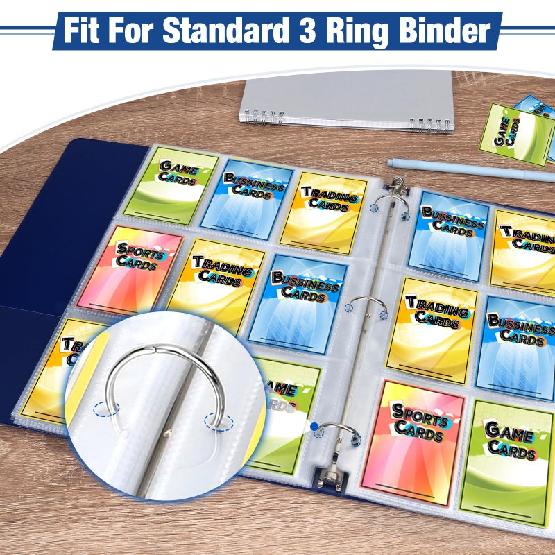 Fabmaker 648 Pockets Double Side Trading Card Sleeves, Fabmaker 9 Pocket Card Sleeves Binder Sheets for 3 Ring Binder, Long-Lasting Trading Cards Binder Sleeves Compatible with MTG, Baseball, Game - Image 5