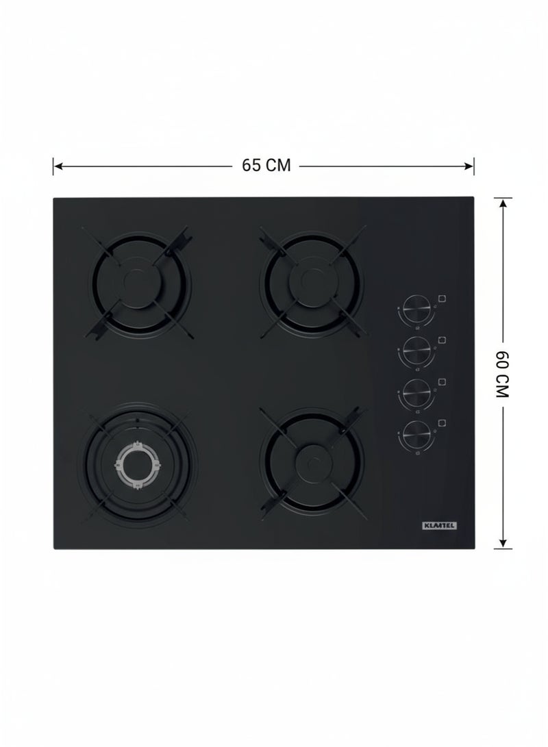 Kumtel Built-in Hob - 4 Gas Burners - 60*65 cm - Auto Ignition - Made in Türkiye - Black - C65-40BTF - Image 3
