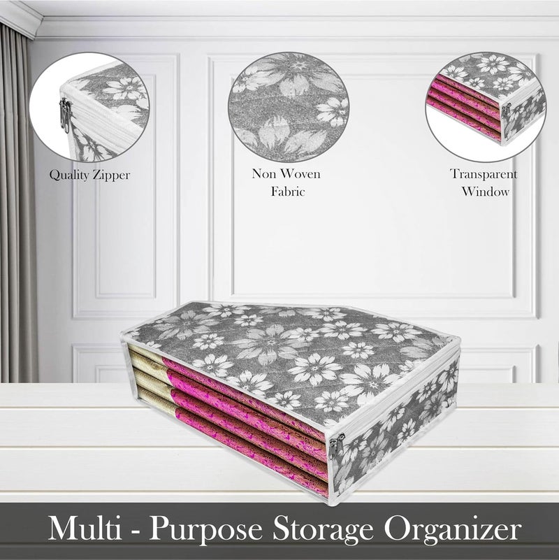 Kuber Industries Kuber Industries Pack of 2 Blouse Cover Side Visible Window Bag Waterproof Blouse Bag Flower Quilted Storage Bag Wardrobe Clothes Organizer Blouse Protector Bag Multi  - Image 4