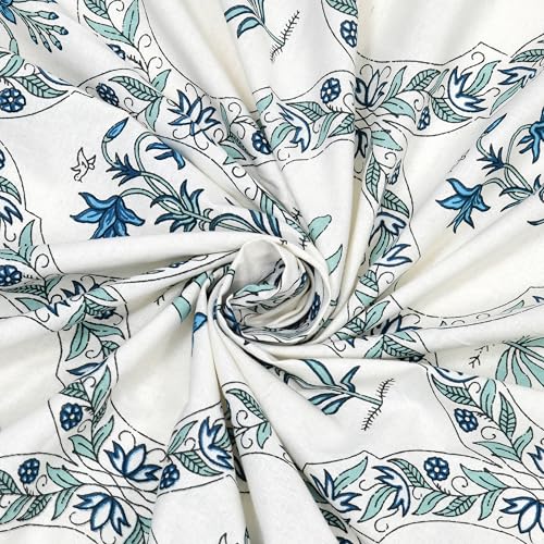 BLOCKS OF INDIA 200TC Diwan Set Cotton 8 Piece | Deewan Printed Bedsheet Sets for Living Room Hall (Set of 8 Piece, 1-Bed Sheet | 2-Bolster Cover | 5-Cushion Cover (Turquoise BEL) - Image 5