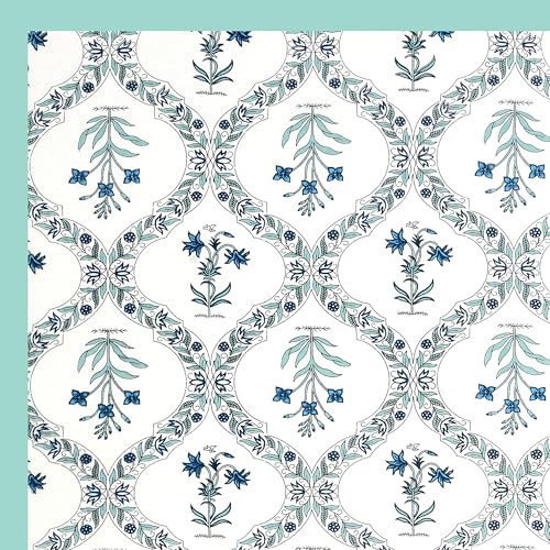 BLOCKS OF INDIA 200TC Diwan Set Cotton 8 Piece | Deewan Printed Bedsheet Sets for Living Room Hall (Set of 8 Piece, 1-Bed Sheet | 2-Bolster Cover | 5-Cushion Cover (Turquoise BEL) - Image 4