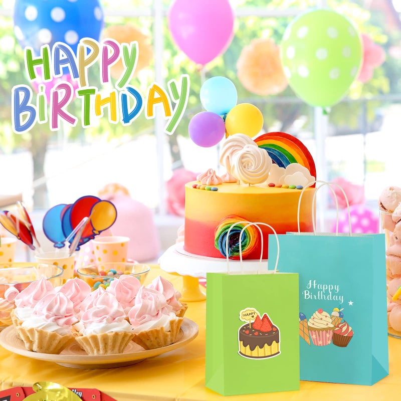 BagDream 24PCS Medium Party Favor Paper Gift Bags with Handles 6 Assorted Rainbow Colors Party Bags Kraft Paper Bags for Wedding Brithday Parties 8x4.25x10.5 - Image 5