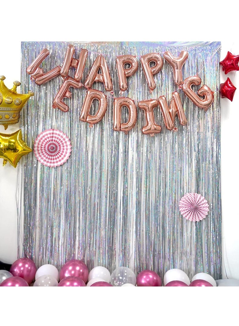 SYOSI Tinsel Curtain Party Backdrop, Laser  Silver Glitter Foil Fringe Curtain Lilac Party Decor Streamers for Birthday Girl Princess Bachelorette Euphoria Theme Party Decorations 2 Pcs - Image 3