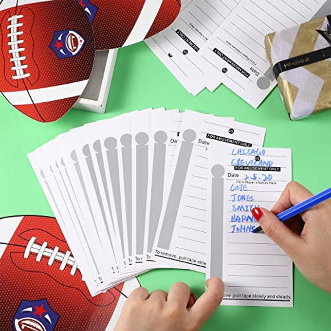 Frienda 100 Pieces 10 Line Football Sports Strip Cards Pool Cards for Baseball Boxing Soccer Playing Scratch Off Tickets for Sports Party Favors - Image 2