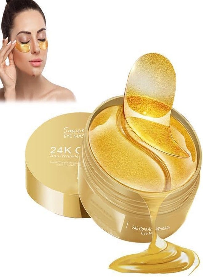 Quebers 24K Gold Under Eye Patches for Dark Circles & Puffiness Hydrogel 60 Pcs Eye Masks with Collagen & Snail Mucin for Wrinkle Reduction, Hydration, & Brightening (Pack of 2) - Image 1