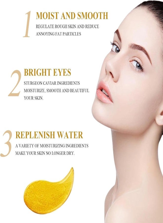 Quebers 24K Gold Under Eye Patches for Dark Circles & Puffiness Hydrogel 60 Pcs Eye Masks with Collagen & Snail Mucin for Wrinkle Reduction, Hydration, & Brightening (Pack of 2) - Image 3