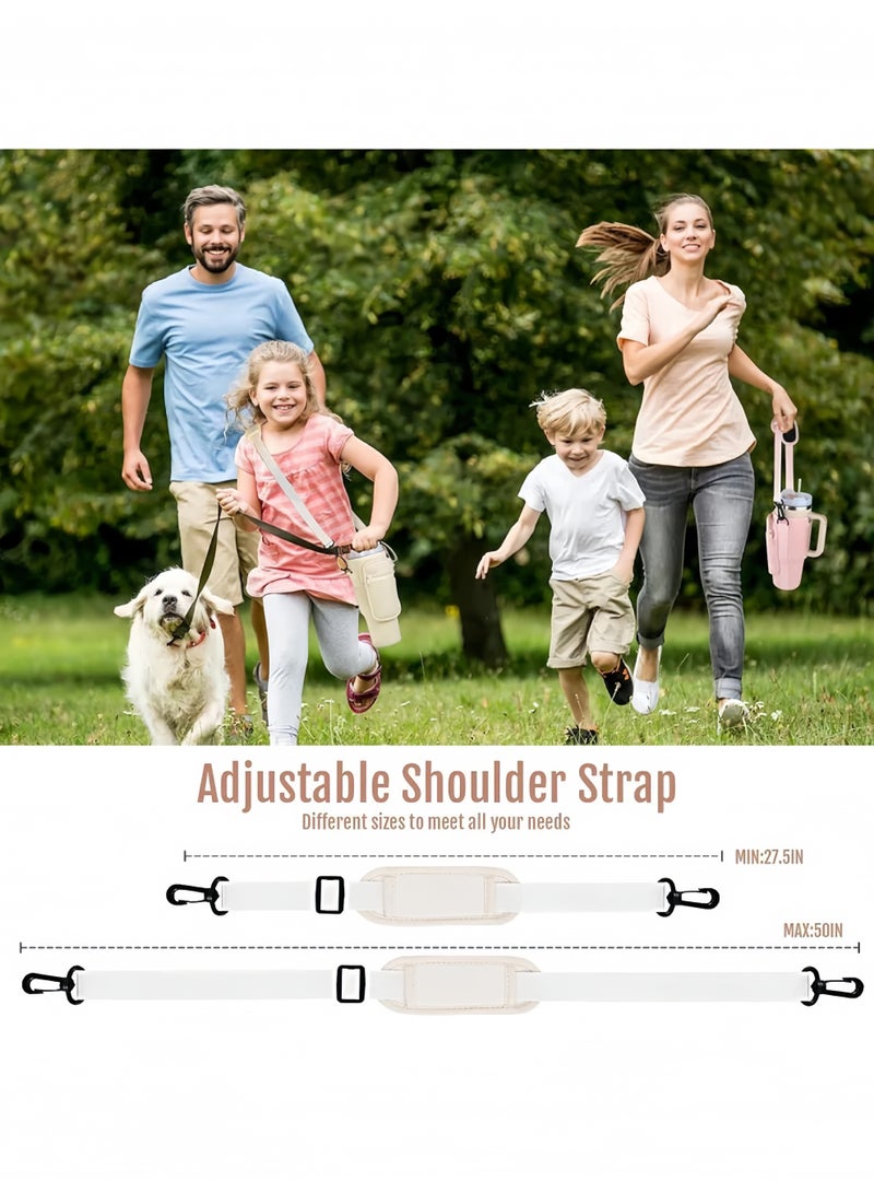 Lee Yon Water Bottle Holder With Strap for Stanley 40 oz Tumbler With Handle, With Cell Phone Pocket and Adjustable Shoulder Strap Tumbler Accessories for Stanley - Water Bottle Sleeve For Outdoors, Beige - Image 5