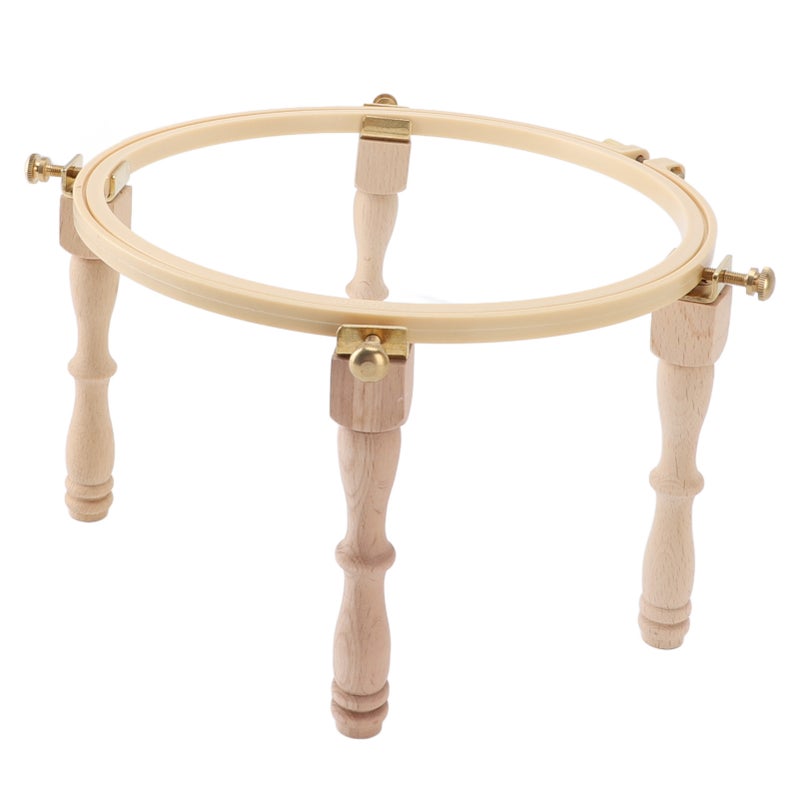 Desktop Embroidery Stand with 4 Legs Height Adjustment Wooden Frame Cross Stitch Hoop Holder for Home Use - Image 4