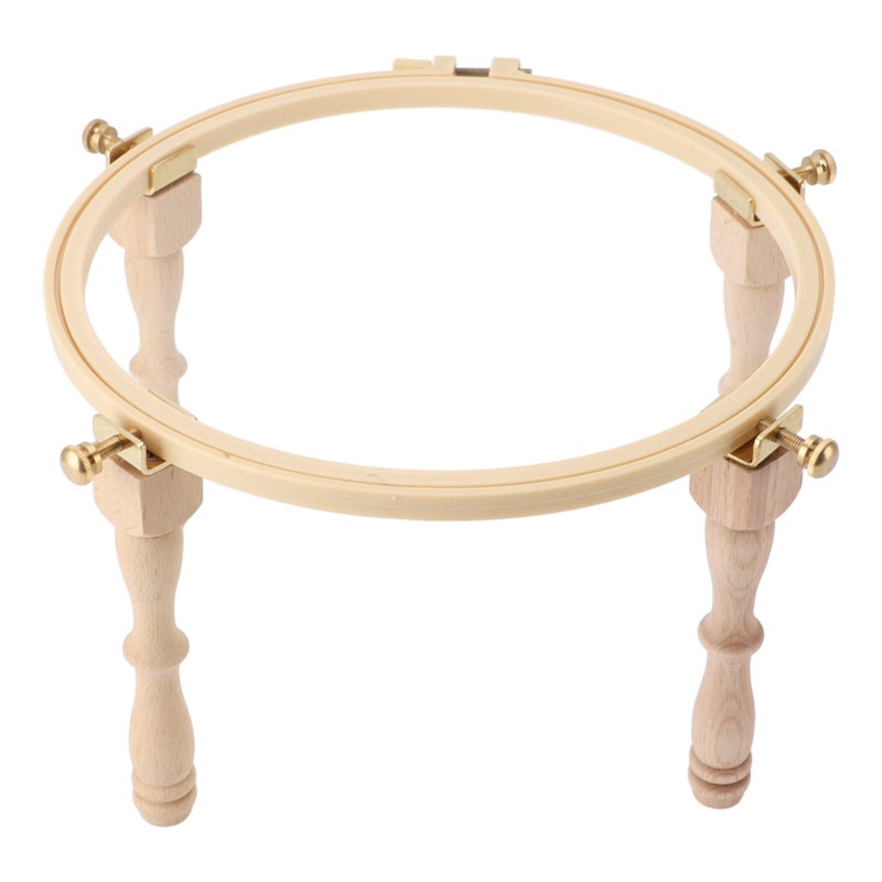Desktop Embroidery Stand with 4 Legs Height Adjustment Wooden Frame Cross Stitch Hoop Holder for Home Use - Image 1