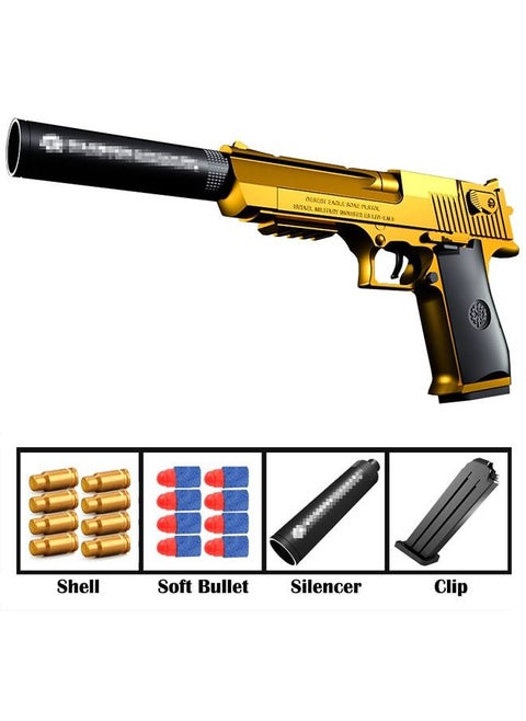 Gold Desert Eagle Children's Toy Gun Shell Ejection Soft Bullet Gun Automatic Loading Simulation Bullet Gun Set