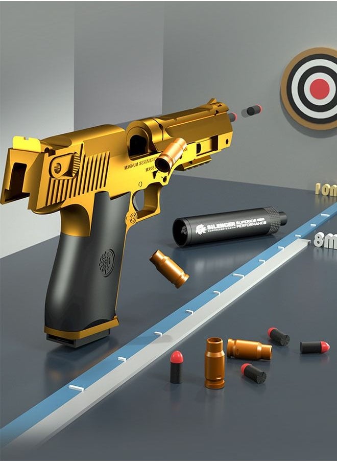 ZCM-HAPPY - Gold Desert Eagle Children's Toy Gun Shell Ejection Soft Bullet Gun Automatic Loading Simulation Bullet Gun Set - Image 1