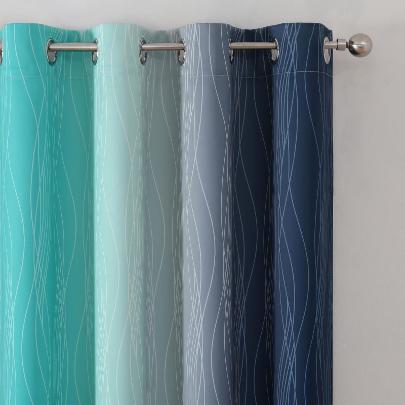 Estelar Textiler Navy Blue and Teal Gradient Blackout Curtains for Bedroom  Thermal Insulated Ombre Blackout Drapes  Full Light Blocking Energy Saving Curtains for Living Room 52Wx96L 2 Panels - Image 4
