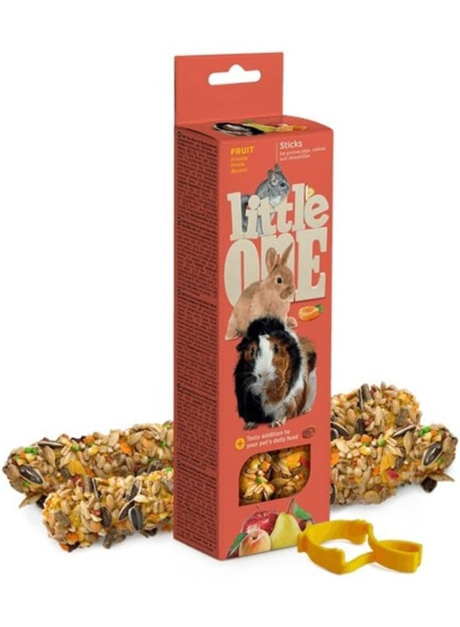 Little One Sticks for guinea pigs, rabbits and chinchillas with fruit 2x60gm - Image 1