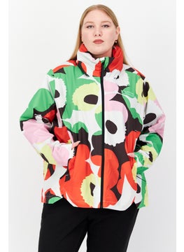 Women Plus Size Allover Print Outdoor Jacket, Red Combo - pzsku/ZA11B0A3CBEF7752F1D8BZ/45/_/1724350897/bc75fb38-65f9-429d-b34c-d966455b52f4