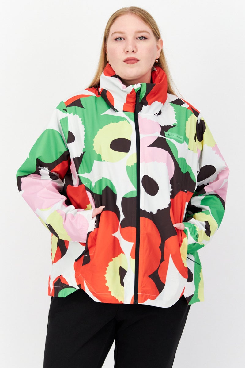 Adidas Women Plus Size Allover Print Outdoor Jacket, Multicolor - Image 1