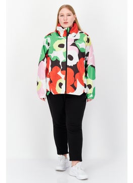 Women Plus Size Allover Print Outdoor Jacket, Red Combo - pzsku/ZA11B0A3CBEF7752F1D8BZ/45/_/1739801807/53a49452-a5d4-4e31-b635-56412277c802