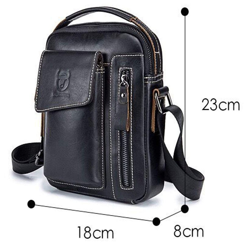 BULLCAPTAIN Men's Small Shoulder Bag, Genuine Leather Bag, Retro lightweight Cross Body Everyday Satchel Bag for Business Casual Sport Hiking Travel - Image 2