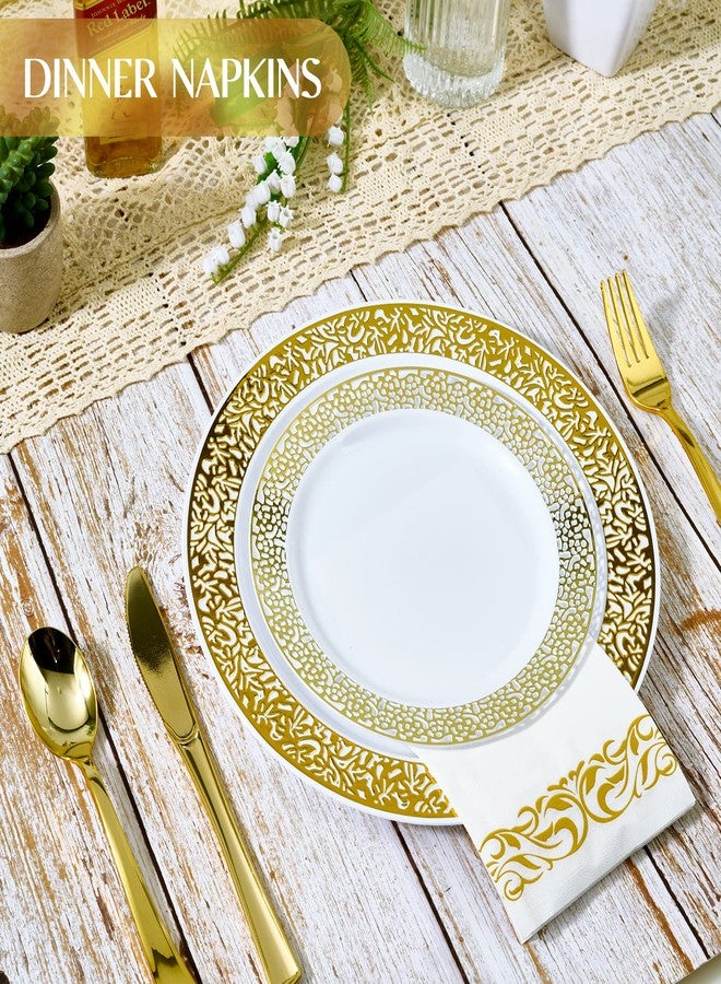 Vplus 600 Pack Paper Napkins Guest Towels Disposable Premium Quality 3-ply Dinner Napkins Disposable Soft, Absorbent, for Kitchen, Wedding, Parties, Dinners or Events(Gold) - Image 2