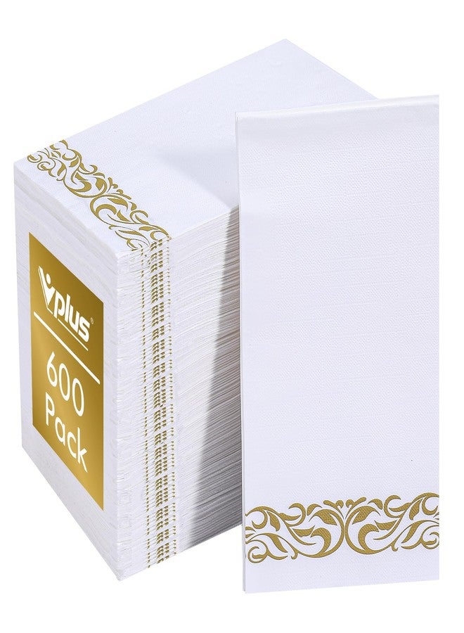 Vplus 600 Pack Paper Napkins Guest Towels Disposable Premium Quality 3-ply Dinner Napkins Disposable Soft, Absorbent, for Kitchen, Wedding, Parties, Dinners or Events(Gold) - Image 1