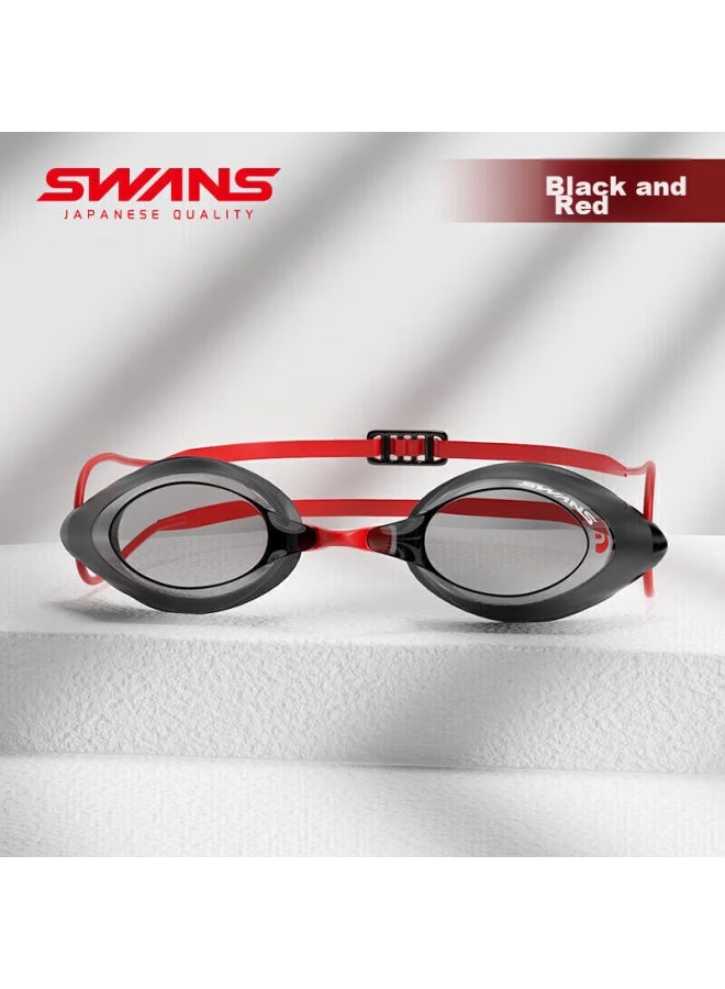 Swans Swimming Goggles, Imported From Japan, Waterproof And Anti-fog, High-definition Professional Racing Clear Lens Diving Swimming Gl For Men And Women, Black And Red - Image 1