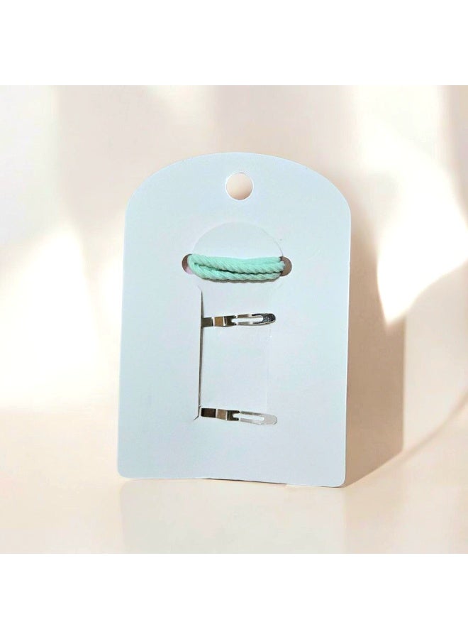 Set of 1 Hair Tie & 2 Hair Clips / Green - Image 2