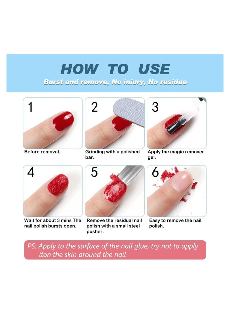 ALIVER Magic Nail Polish Remover, Professional Nail Gel Polish Remover, In 3 mins Quickly Removes Soak-Off Gel Polish UV Art Nail Lacquer Don't Hurt Nails  - Image 4