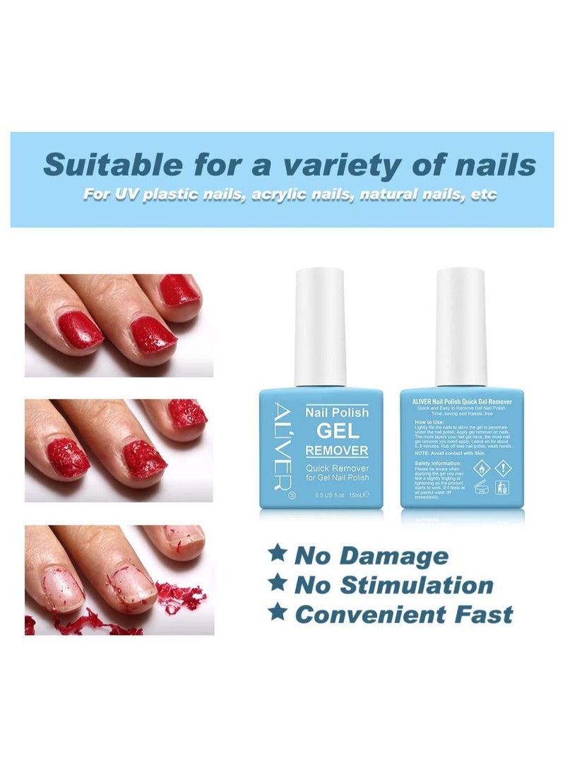 ALIVER Magic Nail Polish Remover, Professional Nail Gel Polish Remover, In 3 mins Quickly Removes Soak-Off Gel Polish UV Art Nail Lacquer Don't Hurt Nails  - Image 5