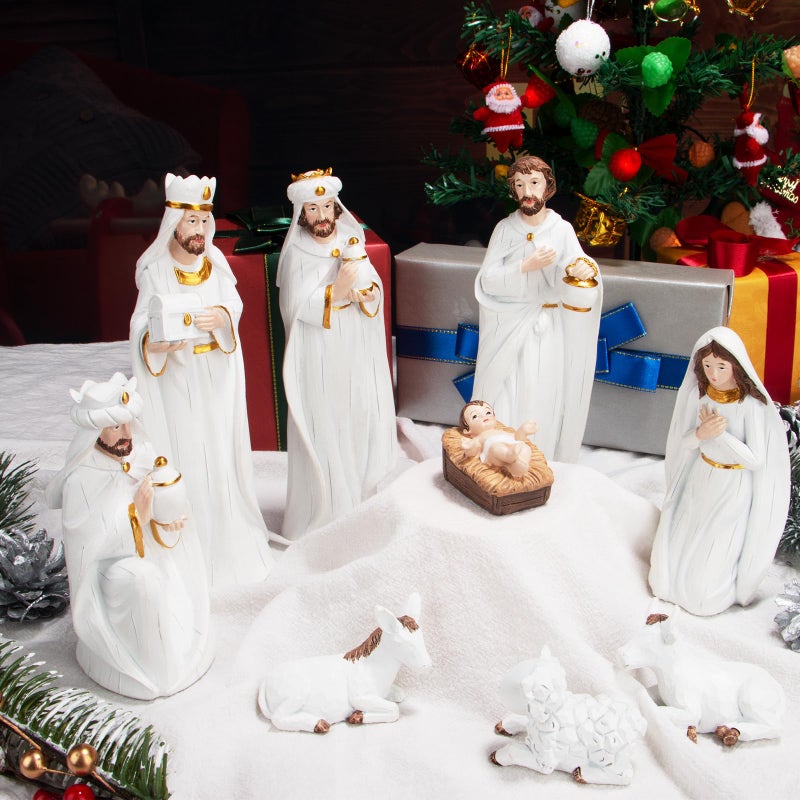 KEEPKAP Nativity Sets for Christmas Indoor HandPainted Nativity Scene Indoor 75 Holiday Decoration 9Piece Set