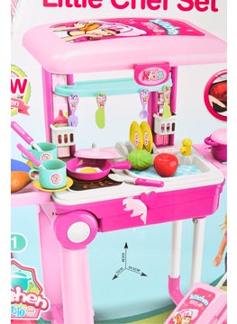 Little Chef 2 in 1 Kitchen Play Set with Suitcase Trolley  - Image 4