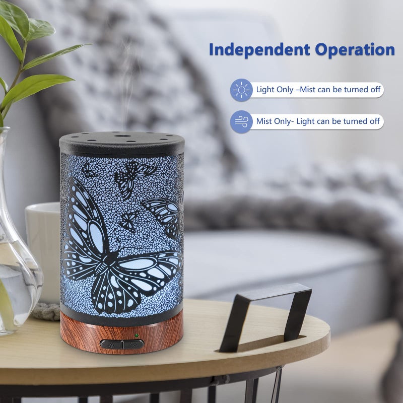 EQUSUPRO Essential Oil Diffuser 150ml Black Metal Aromatherapy Oil Diffuser Ultrasonic Cool Mist Diffuser with Auto Shut-Off Protection,7 Colors Changed LED for Home Office SPA Yoga - Image 3