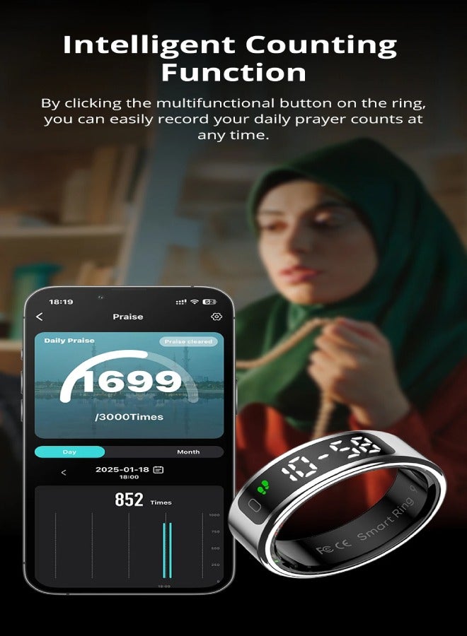 COLMI R12 Smart Ring with Display Screen and Touch, Health Manager, Wireless Charging, 5 ATM Waterproof For Men Women