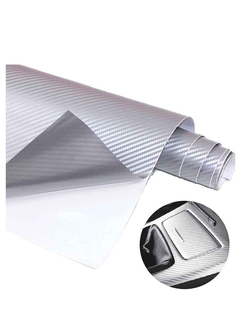 SYOSI 3D Carbon Fiber Wrap Vinyl Film Car Interior Wrap Stickers Tape for Cars Auto and Motorcycle DIY Decoration Crafts 152X30cm Silver - Image 1