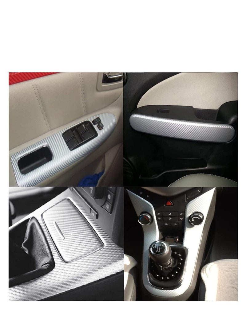 SYOSI 3D Carbon Fiber Wrap Vinyl Film Car Interior Wrap Stickers Tape for Cars Auto and Motorcycle DIY Decoration Crafts 152X30cm Silver - Image 2
