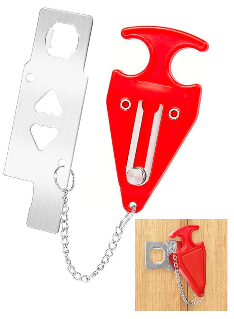 Bukela Portable Travel Door Lock, No Drilling Required, Quick Installation, Lightweight and Portable, Perfect for Hotel Rooms, Apartments, Ideal Gift for Travelers, Women, Renters(1 Red) - Image 1