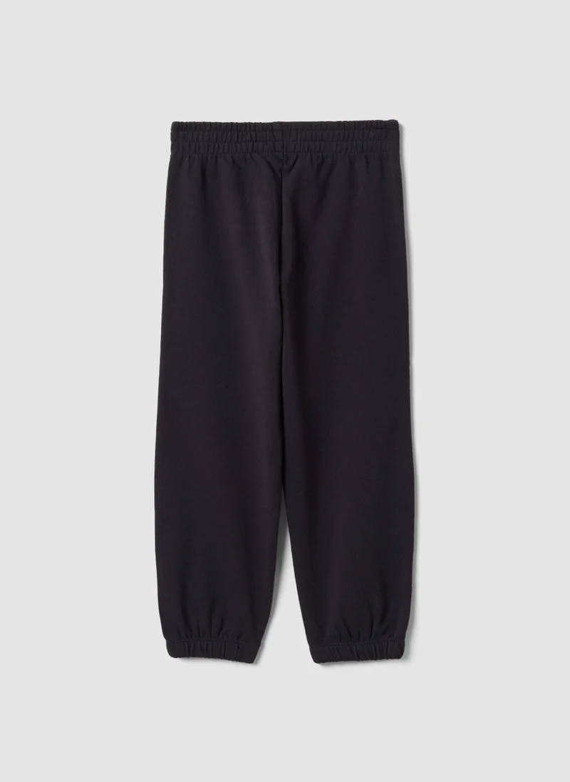 او في اس OVS Black pure cotton regular-fit joggers for girls
