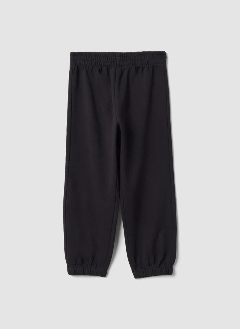 او في اس OVS Black pure cotton regular-fit joggers for girls