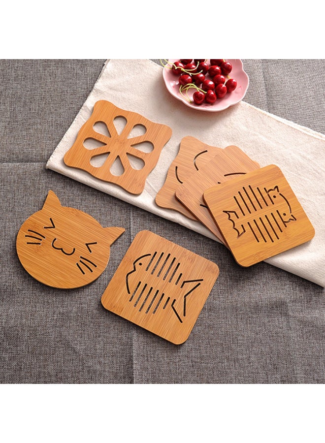 Household Hollow Wooden Coaster Kitchen Thickened Anti-scald Insulation Mat Placemat Non-slip Pot Bowl Mat Tea Cup Mat Bowl Mat-Color:Large Special Offer Gap Apple# C06PP#-Specifications:Small Size 800 PCs/piece, Large 300 Pcs/piece  - Image 2