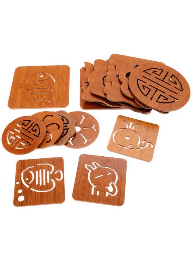 Household Hollow Wooden Coaster Kitchen Thickened Anti-scald Insulation Mat Placemat Non-slip Pot Bowl Mat Tea Cup Mat Bowl Mat-Color:Large Special Offer Gap Apple# C06PP#-Specifications:Small Size 800 PCs/piece, Large 300 Pcs/piece  - Image 3