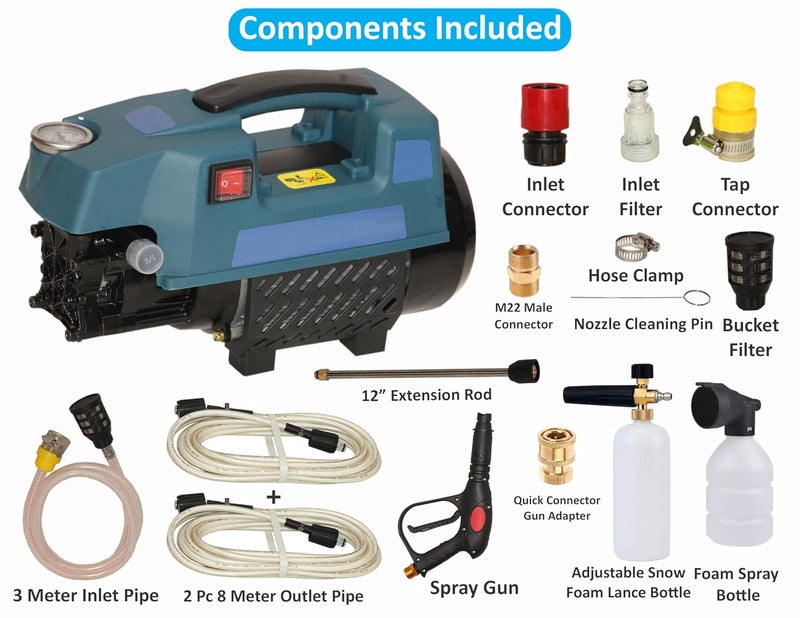 Digital Craft Digital Craft Car Washer 220v Electric Home Portable Brush The Car Water Grab High Power Strong Washing Machine 2500W High Pressure Clean MachineSnow Foam Lance GunWasher Pipe 8MTR with Connector  - Image 2