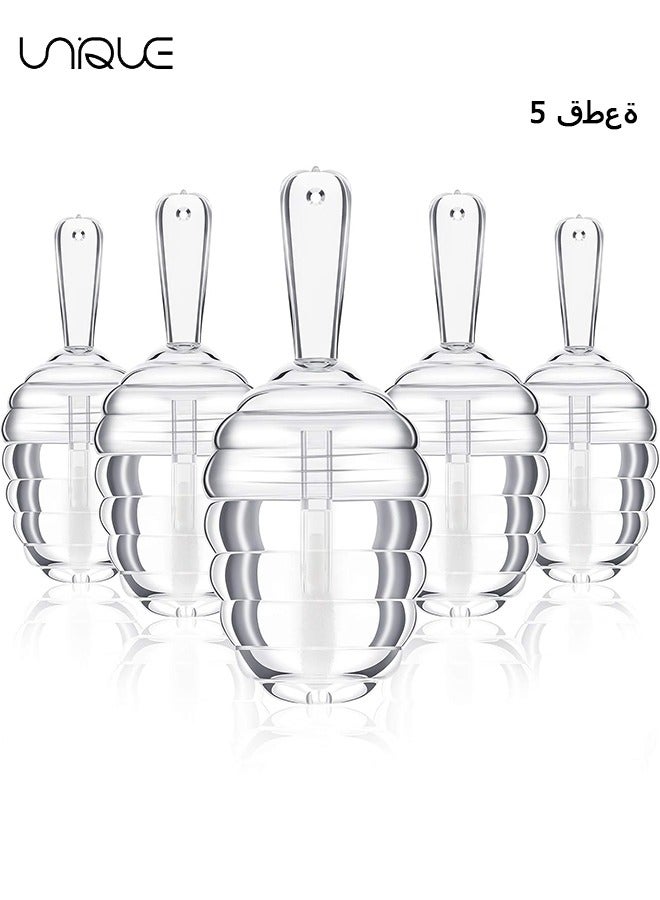 يونيك 5 قطع أنبوب ملمع الشفاه على شكل جرة العسل - حاوية ملمع شفاه فارغة - زجاجة أحمر شفاه قابلة لإعادة التعبئة - أنبوب أحمر شفاه لطيف مع عصا مستحضرات تجميل DIY للسيدات (واضح) - Image 1