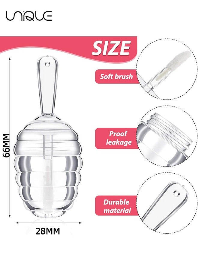 يونيك 5 قطع أنبوب ملمع الشفاه على شكل جرة العسل - حاوية ملمع شفاه فارغة - زجاجة أحمر شفاه قابلة لإعادة التعبئة - أنبوب أحمر شفاه لطيف مع عصا مستحضرات تجميل DIY للسيدات (واضح) - Image 2