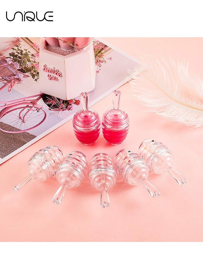 يونيك 5 قطع أنبوب ملمع الشفاه على شكل جرة العسل - حاوية ملمع شفاه فارغة - زجاجة أحمر شفاه قابلة لإعادة التعبئة - أنبوب أحمر شفاه لطيف مع عصا مستحضرات تجميل DIY للسيدات (واضح) - Image 4