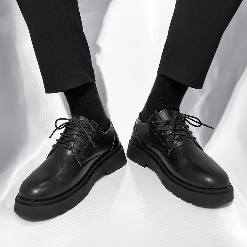 Leather Shoes for Men, British Teenagers, Thick-Soled Suits, Casual Commuting, Civil Servant Interviews, Black Work Shoes - Image 3